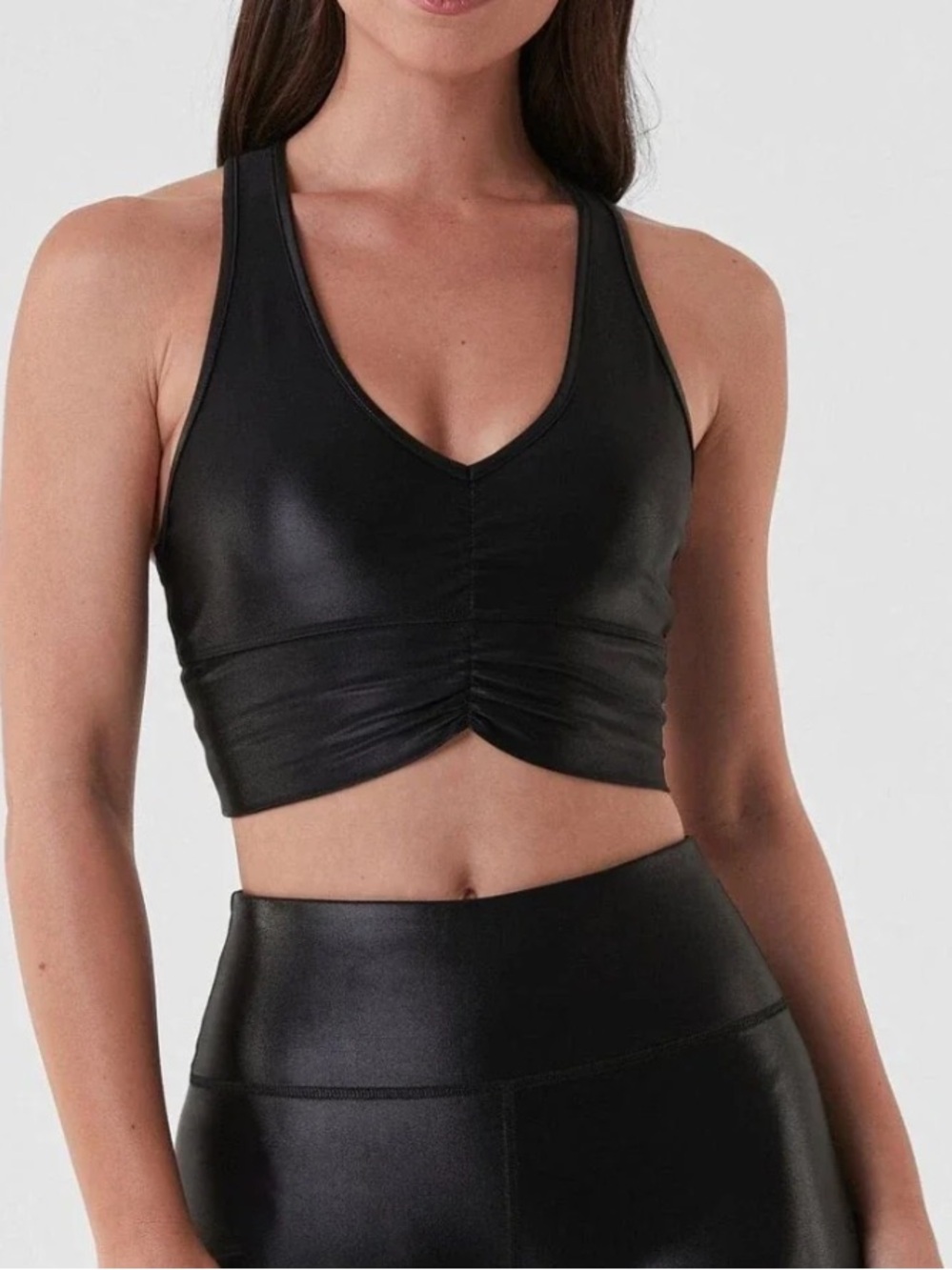 Noli Deep V Limitless Liquid Sport Bra Black NWOT